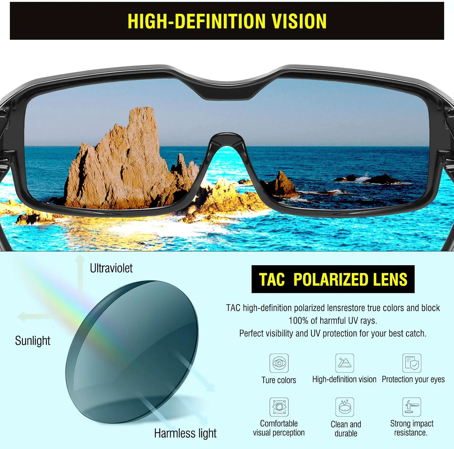 

Поляризованные спортивные солнцезащитные очки DUCO для мужчин и женщин, облегающие очки, подходят для езды на велосипеде и рыбалки, A Black Frame Revo Red Lens