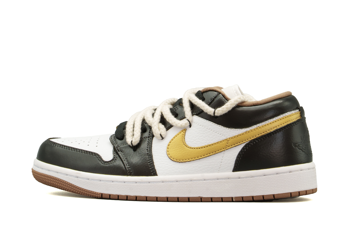 

Jordan Air 1 устойчивые к истиранию низкие баскетбольные кроссовки Unisex черный белый золотой