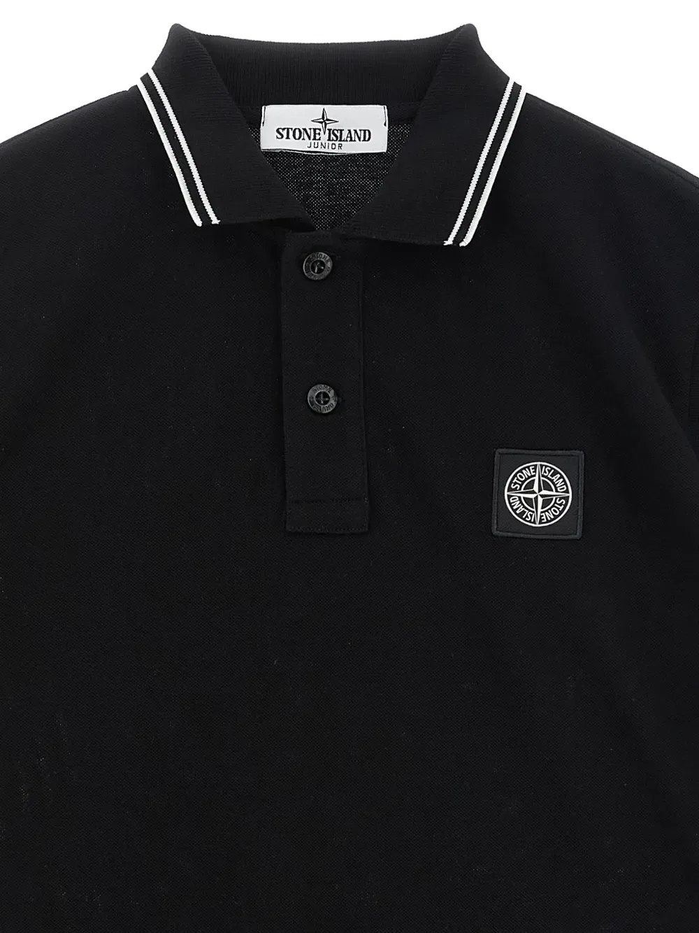 Поло с нашивкой с логотипом Stone Island Junior, черный — фото 3