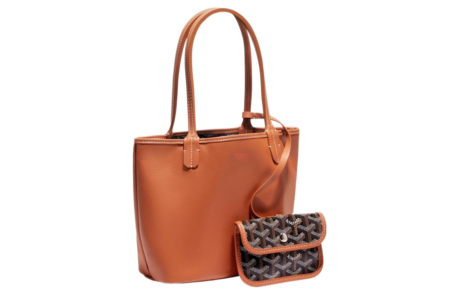 

GOYARD Сумка тоут мини женская с комбинацией холста и кожи, Tan