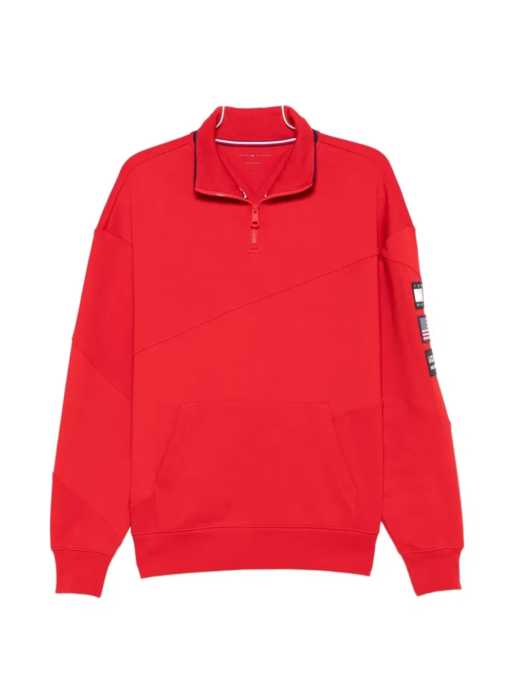 Свитшот на молнии до середины груди с нашивкой-логотипом Tommy Hilfiger, красный