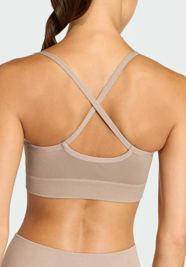We knt ls br pp легкий поддерживающий спортивный бюстгальтер Adidas Performance, Chalky Brown — фото 3