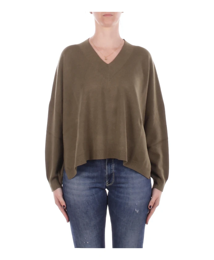 

Вязаный свитер с V-образным вырезом Manila Grace, зеленый