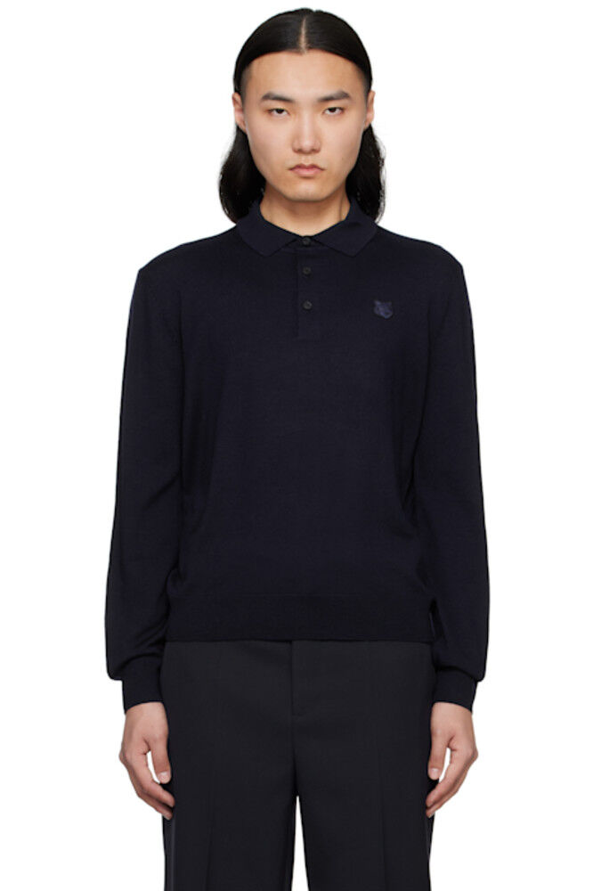

Поло Navy Bold Fox Head Patch Maison Kitsuné