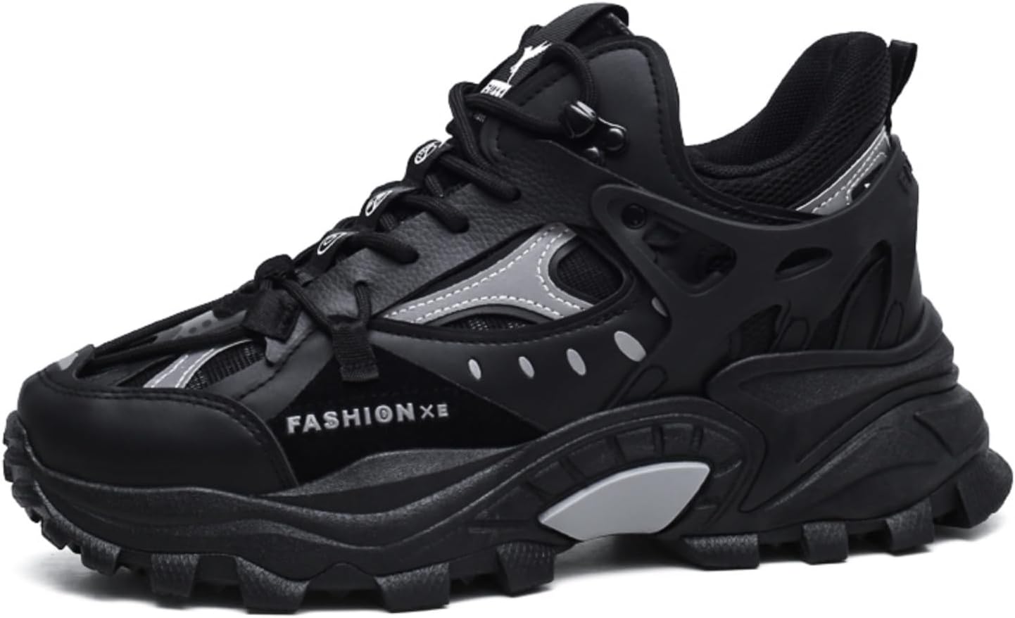 

Мужские модные высокие кроссовки на платформе из кожи - средняя подошва с двойной плотностью, противоскользящая резиновая подошва, усиленный носок - идеально подходят для вождения, прогулок, бега и теннисных тренировок Kpdwfms, черный