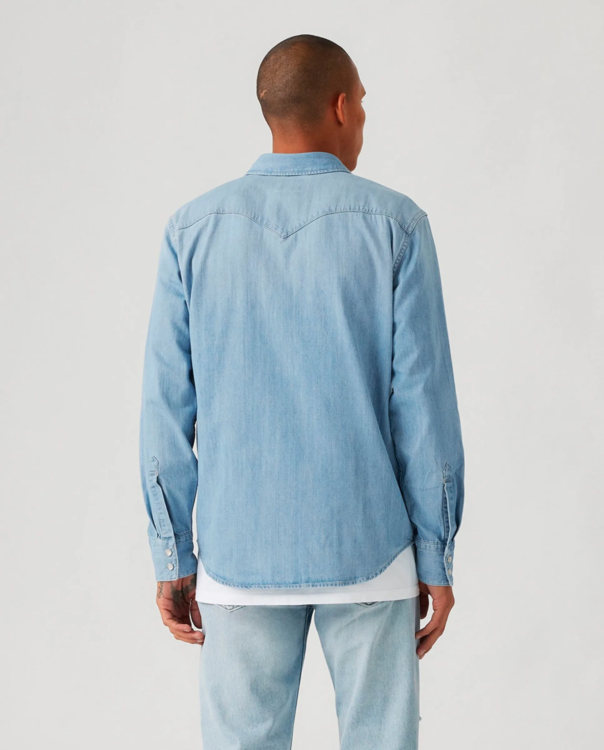 Длинный рукав мужская джинсовая рубашка Levi'S, светло-голубой — фото 2