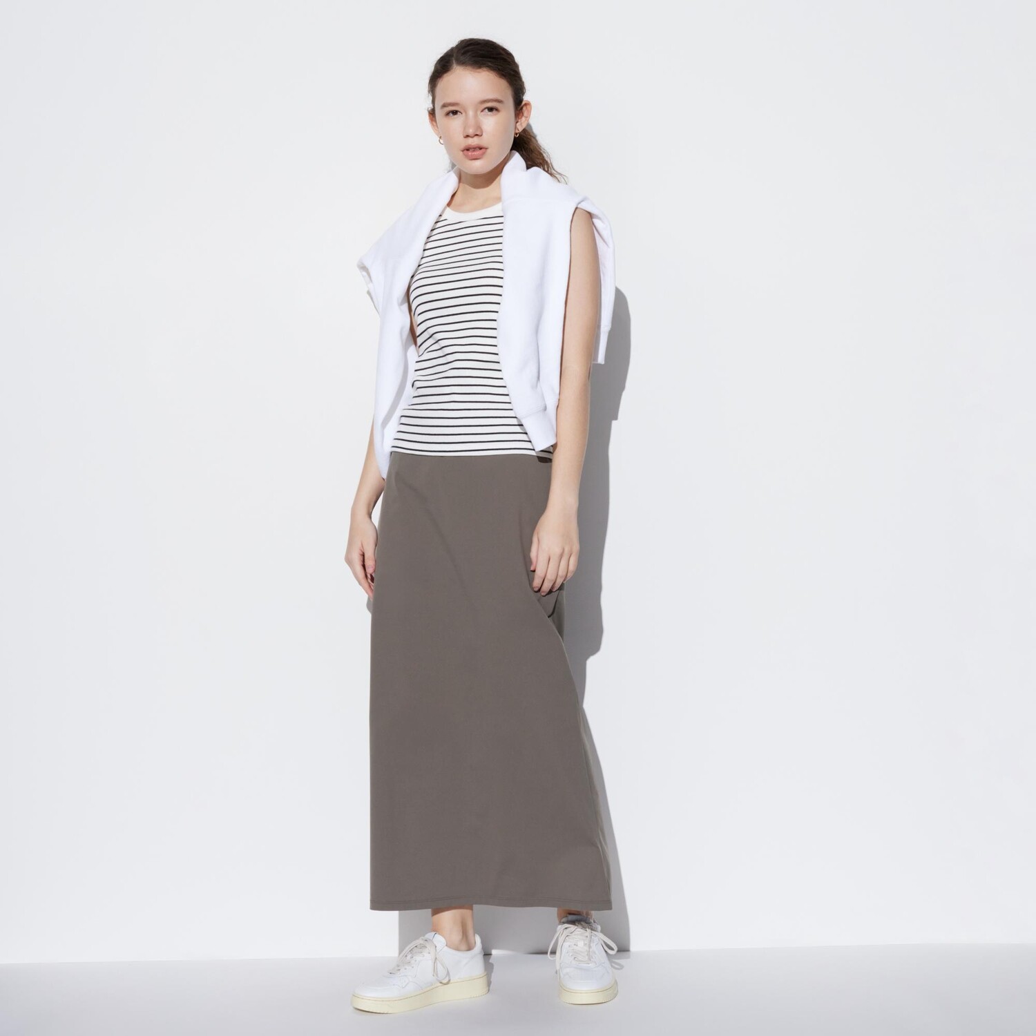 Юбка длинная Uniqlo AIRism ультраэластичная, коричневый