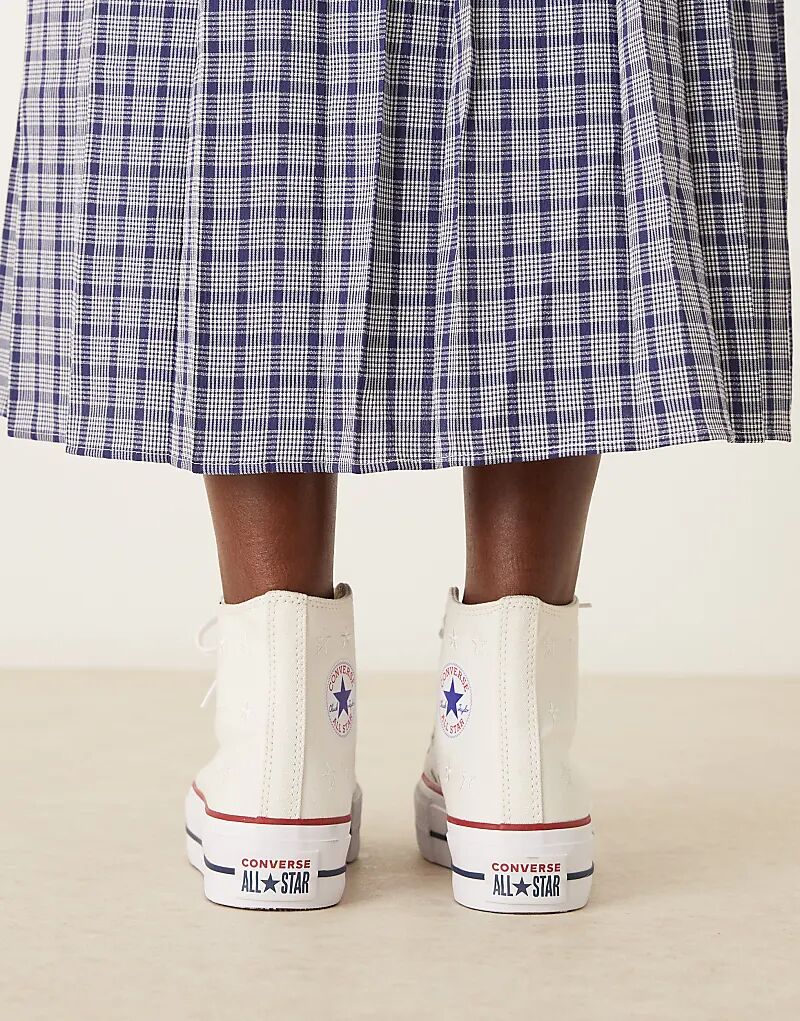 Кроссовки Converse Chuck Taylor All Star Hi Lift белого цвета с вышитыми звездами — фото 3