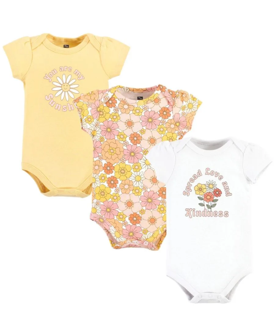 Комплект из 3 хлопковых боди Hudson Baby, Peace Love And Flowers