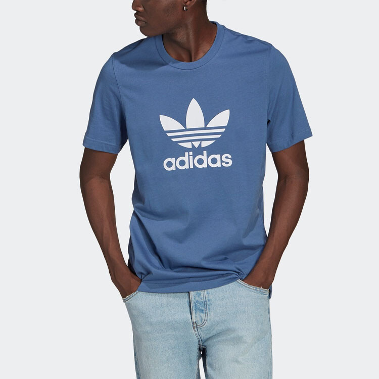 Футболка с трилистником мужская темно-синяя Adidas Originals, темно-синий — фото 3
