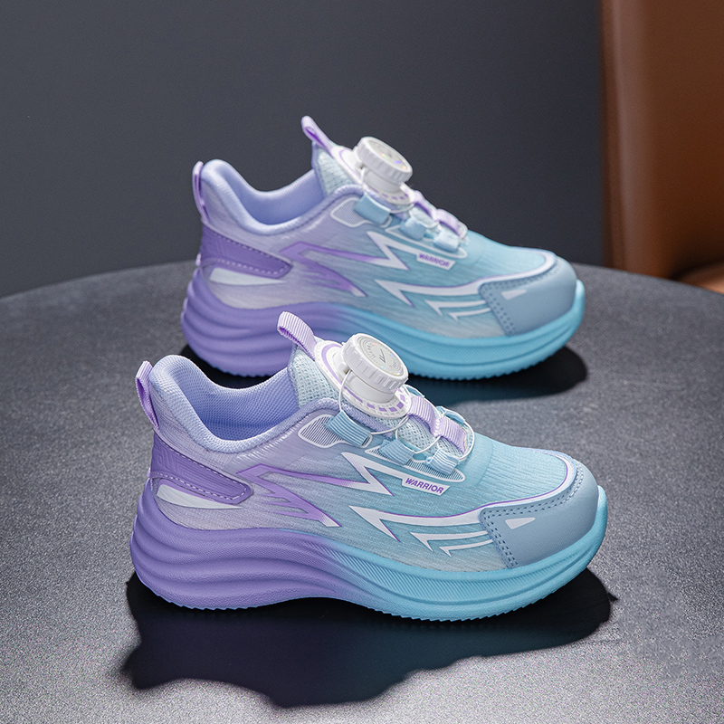 Кроссовки для бега детские Cushioning Balance Support Abrasion Resistant Slip Resistant WARRIOR, фиолетовый синий белый — фото 4