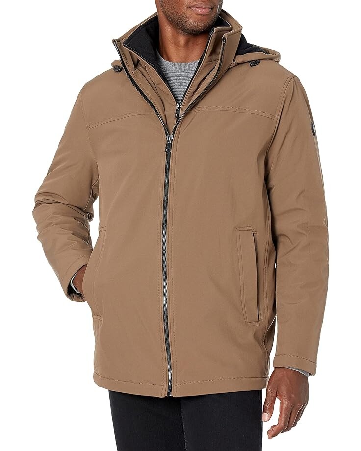 

Куртка Calvin Klein Hooded Rip Stop Water and Wind Resistant with Fleece Bib, цвет Dark Tan