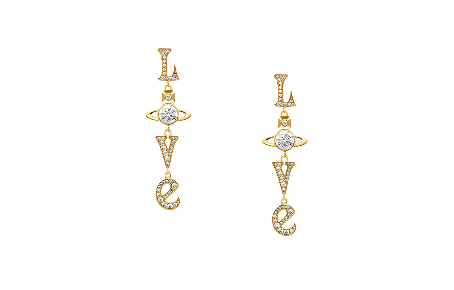 

Vivienne Westwood Кристалл, гальваническое покрытие, фианит, латунные серьги Women's Gold