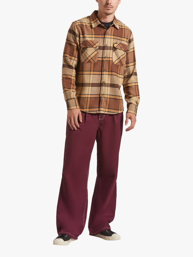 

Боуэри хлопковая фланелевая рубашка Regular Fit в клетку Brixton, Sand