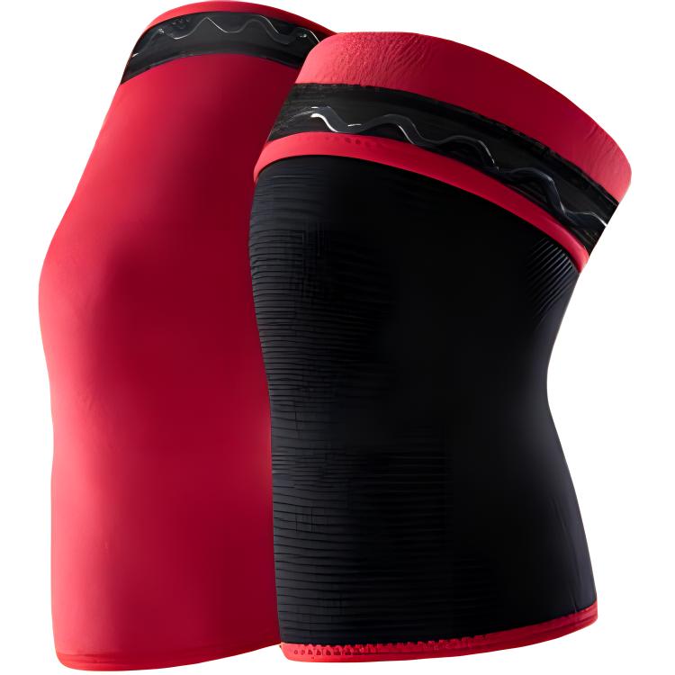 

Наколенники Anta для бадминтона и бега для мужчин, [Memory Spring Style]Gray with Red Stripes-1 Pack, Double-Sided Support Strips