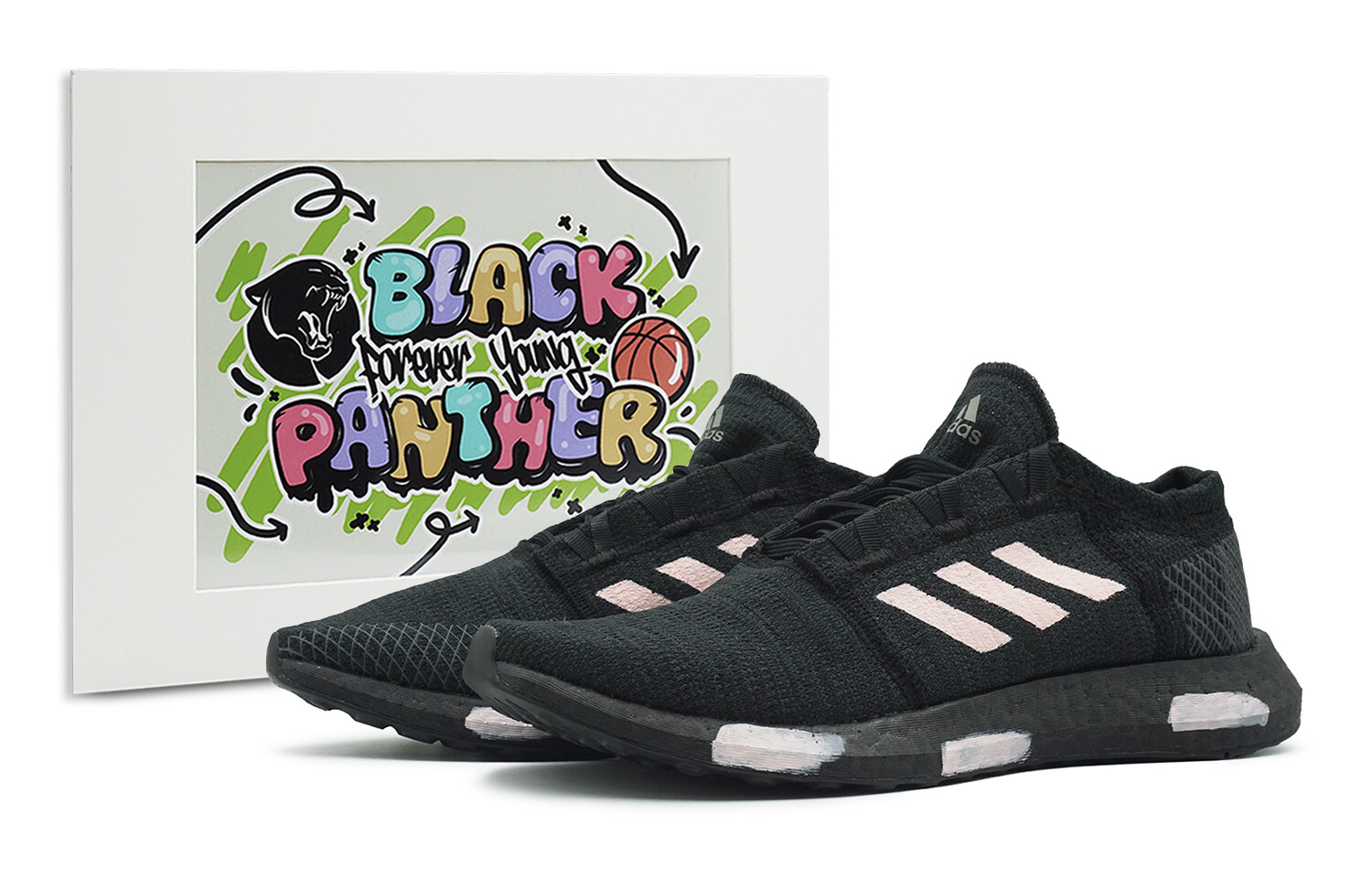 

Кроссовки Pureboost Go Running унисекс с низким верхом, черные/розовые Adidas