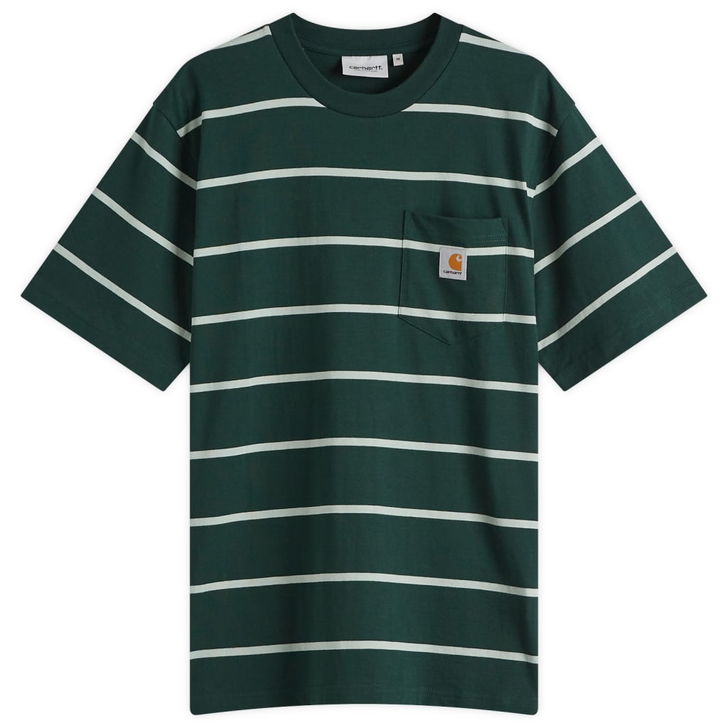 

Футболка Aiken с полосками и карманом Carhartt Wip, цвет conifer