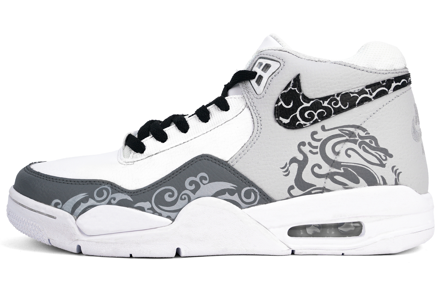 

Flight Legacy Mystic Cloud And Ink Dragon устойчивые к истиранию мид-топ винтажные баскетбольные кроссовки для мужчин серый белый Nike, Ink Wash серый белый