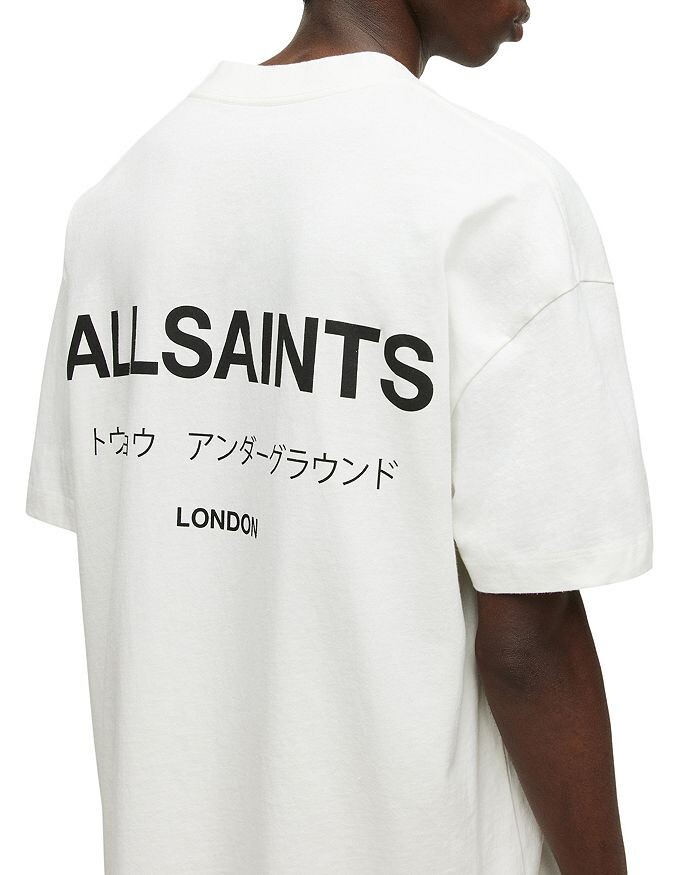 Футболка ALLSAINTS Underground из органического хлопка с логотипом и графическим рисунком, белый — фото 4