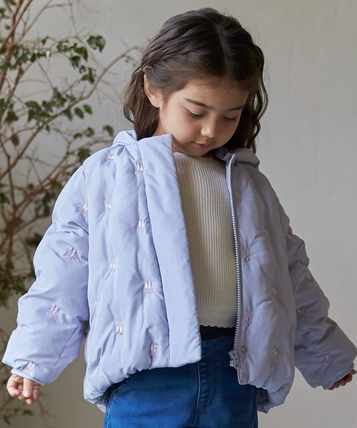 Вышитая стеганая куртка Petit main, Blue Gray