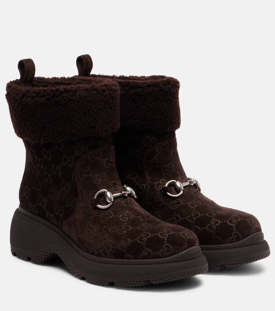 Коньчковые GG замшевые ботильоны Gucci, T. Moro/T. Moro/T. Moro