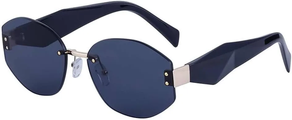 

Винтажные солнцезащитные очки без оправы для женщин, роскошные ретро-панк солнцезащитные очки для женщин, защита от УФ-излучения UV400, SUN4145 Generic, C1goldblack