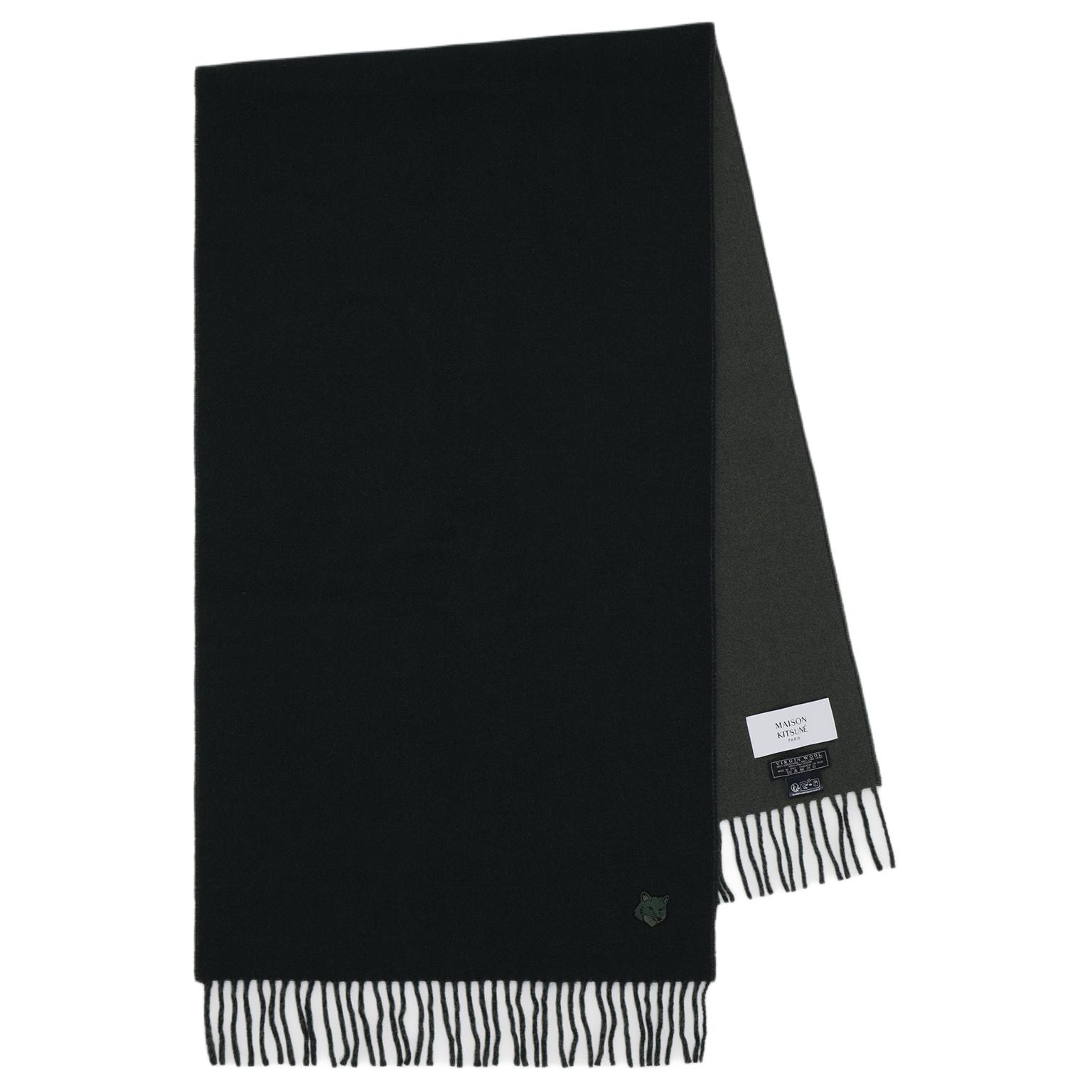 

Maison Kitsune Шарф с бахромой и вышивкой, Green