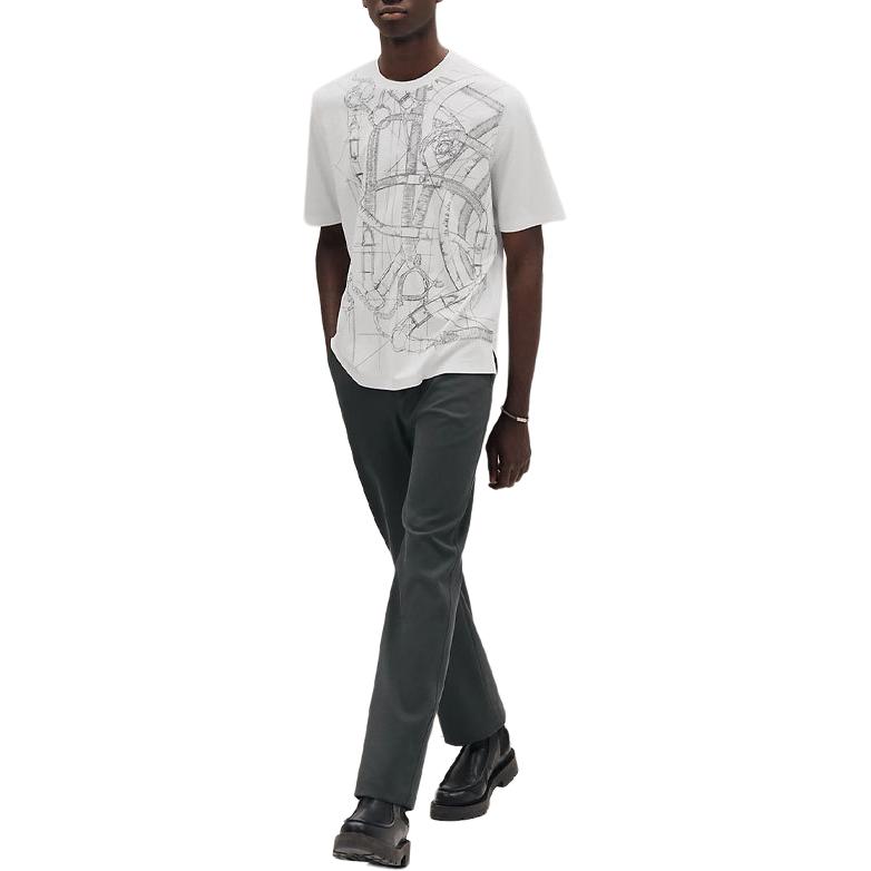 

HERMES Футболка мужская белая, Белый, HERMES Футболка мужская белая