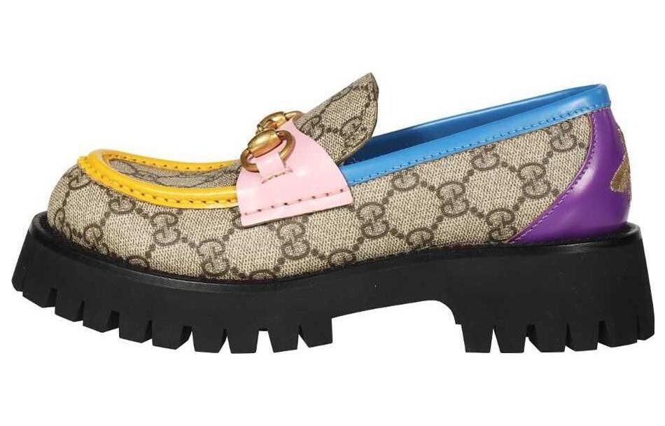 Лоферы женские Gucci, бежевый / желтый / синий