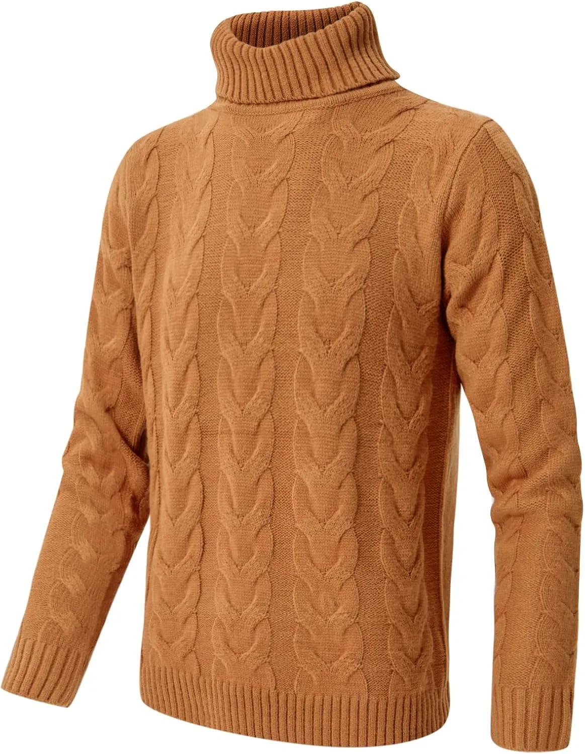 

Мужской свитер с воротником-стойкой, кабельная вязка, приталенный Snullo