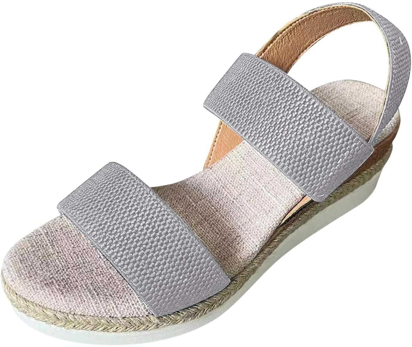 

Женские плоские сандалии 2025 года, сандалии на танкетке для женщин, открытый носок, ремешок на щиколотке, низкая танкетка, удобные слипоны на платформе, обувь для прогулок весь день, повседневные пляжные и отпускные сандалии Generic, серый