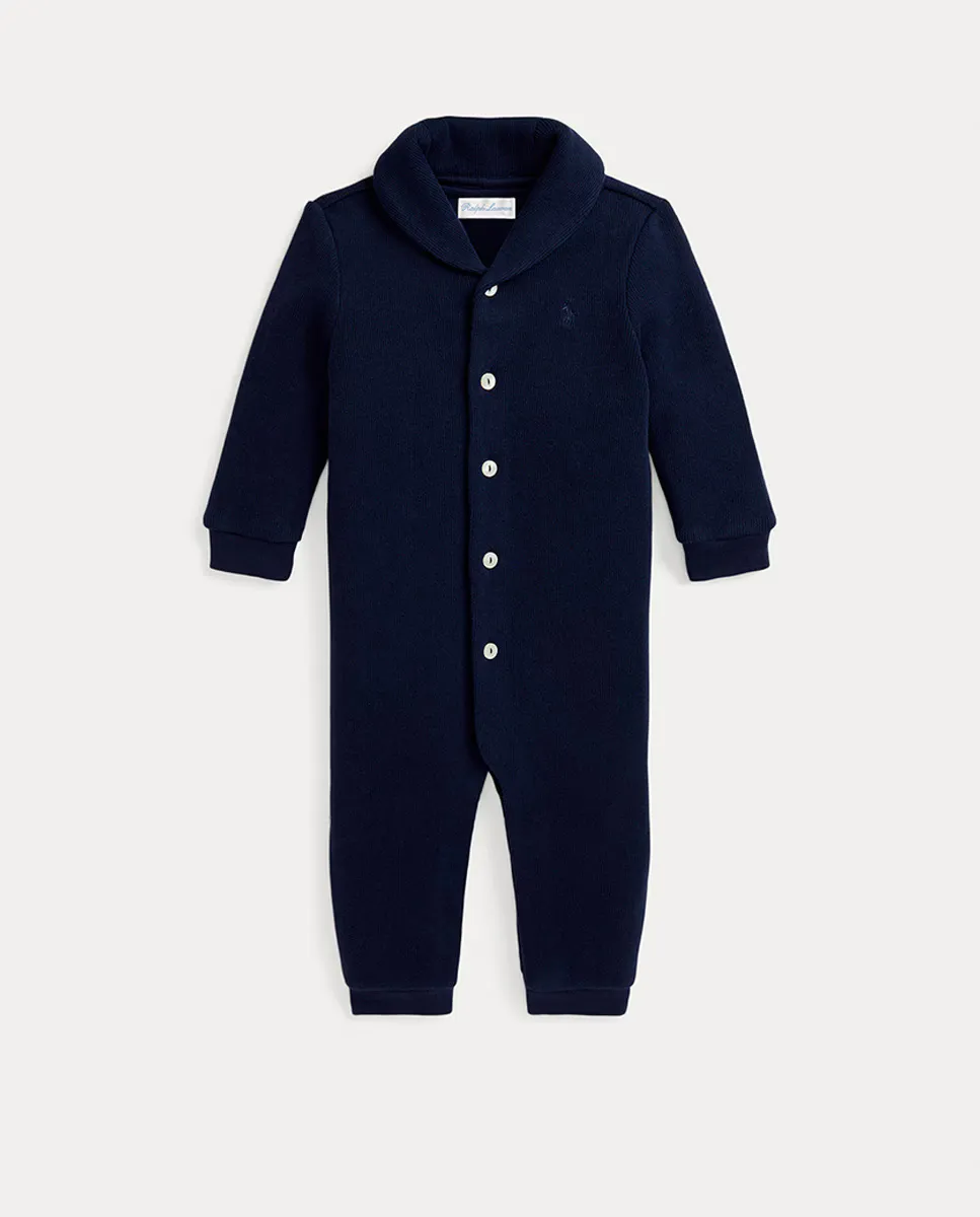 

Комбинезон для мальчика из французского хлопка в рубчик Polo Ralph Lauren, темно-синий