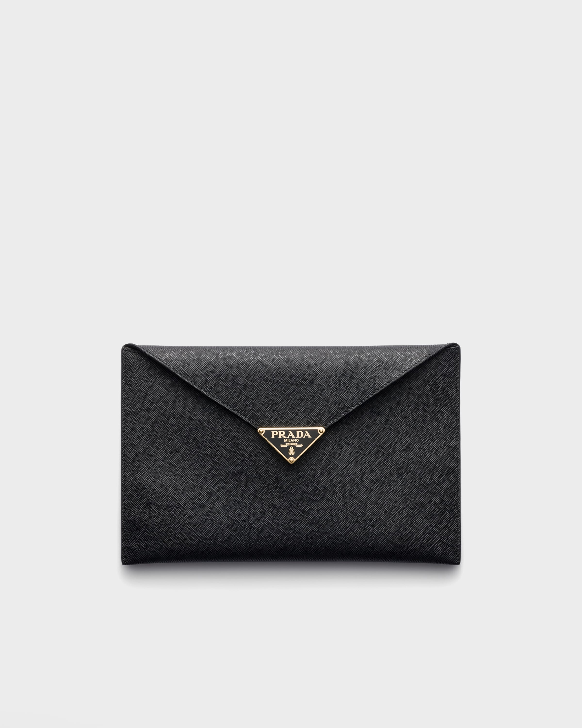 

Клатч-конверт из сафьяновой кожи Prada, черный