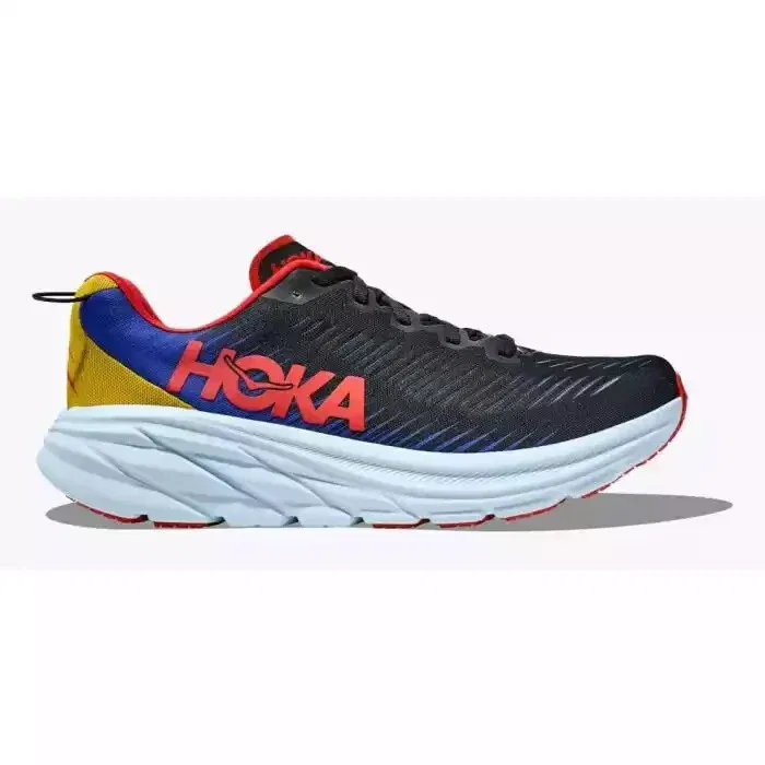 Кроссовки Hoka One One Rincon 3 1119395-BDGB, черные с ослепительно-синим рисунком