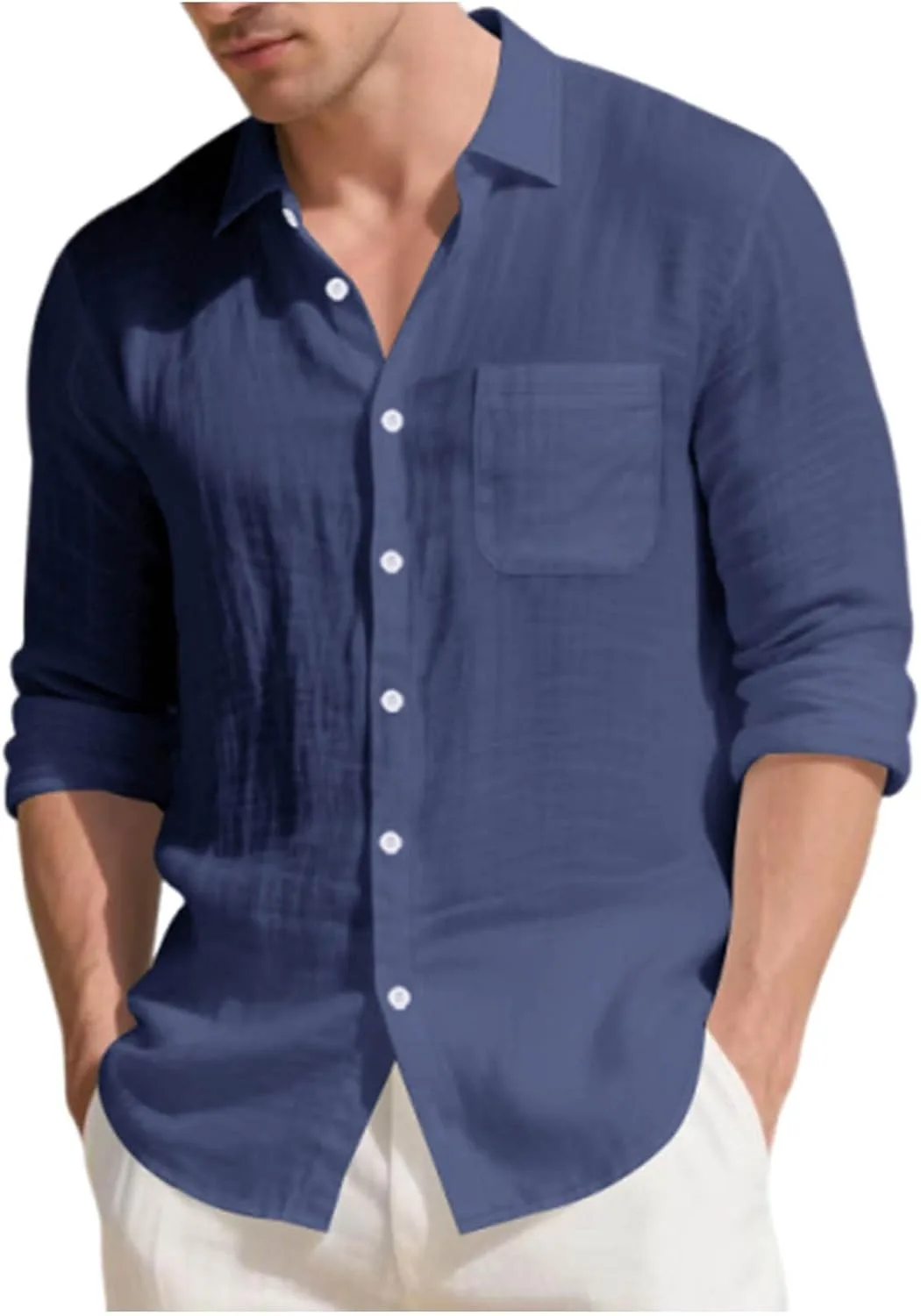 

Кардиган мужской летний-осенний с длинным рукавом и воротником-стойкой из льна