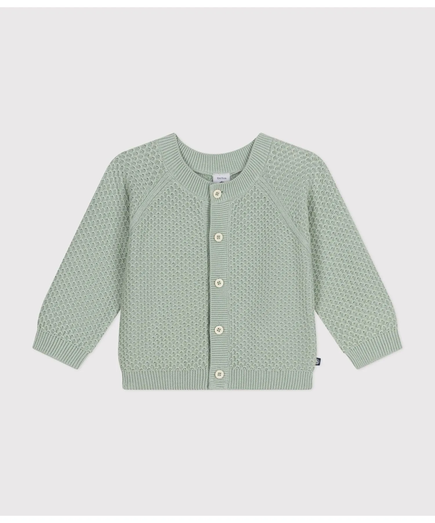 Хлопковый вязаный кардиган PETIT BATEAU, Light green