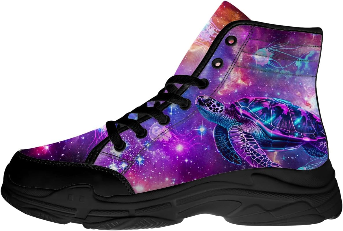 

Кроссовки Quorax Turtle для женщин и мужчин, высокие, на шнуровке, текстильные, забавный подарок для нее и для него, синий