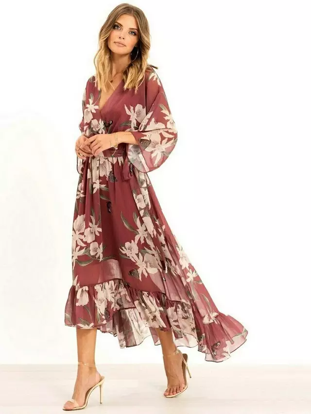 

Платье Yumi Rose Kimono Midi, цвет rose/multi