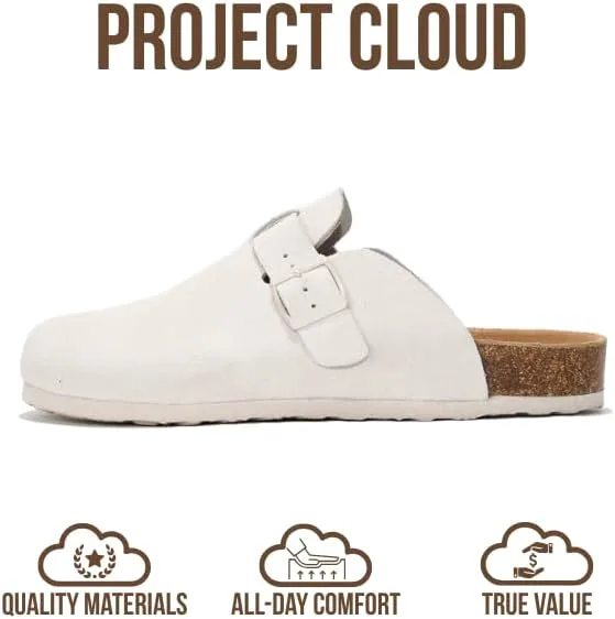 Мужские сабо Project Cloud - 100% натуральная кожа полного зерна, с мягкой подошвой из памяти формы и поддержкой свода стопы, натуральная пробковая стелька - нескользящие домашние тапочки для мужчин (Бруклин), серый — фото 2