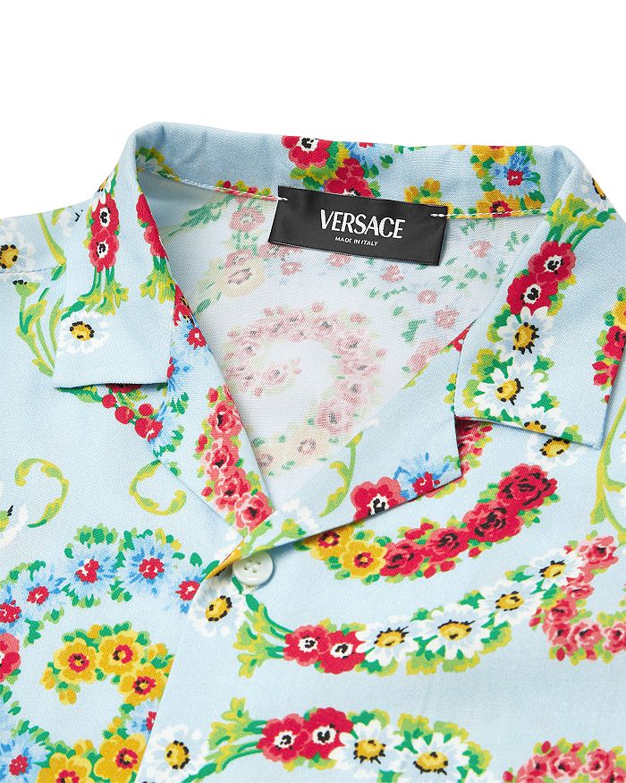 Рубашка для мальчиков Giavanese Floral Barocco Camp - Little Kid, Big Kid Versace, синий — фото 3