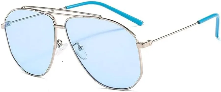 

Солнцезащитные очки Alloy Polygon для мужчин, модные авиационные солнцезащитные очки для женщин, ретро-розовые прозрачные очки большого размера MTZJH, Silver Blue