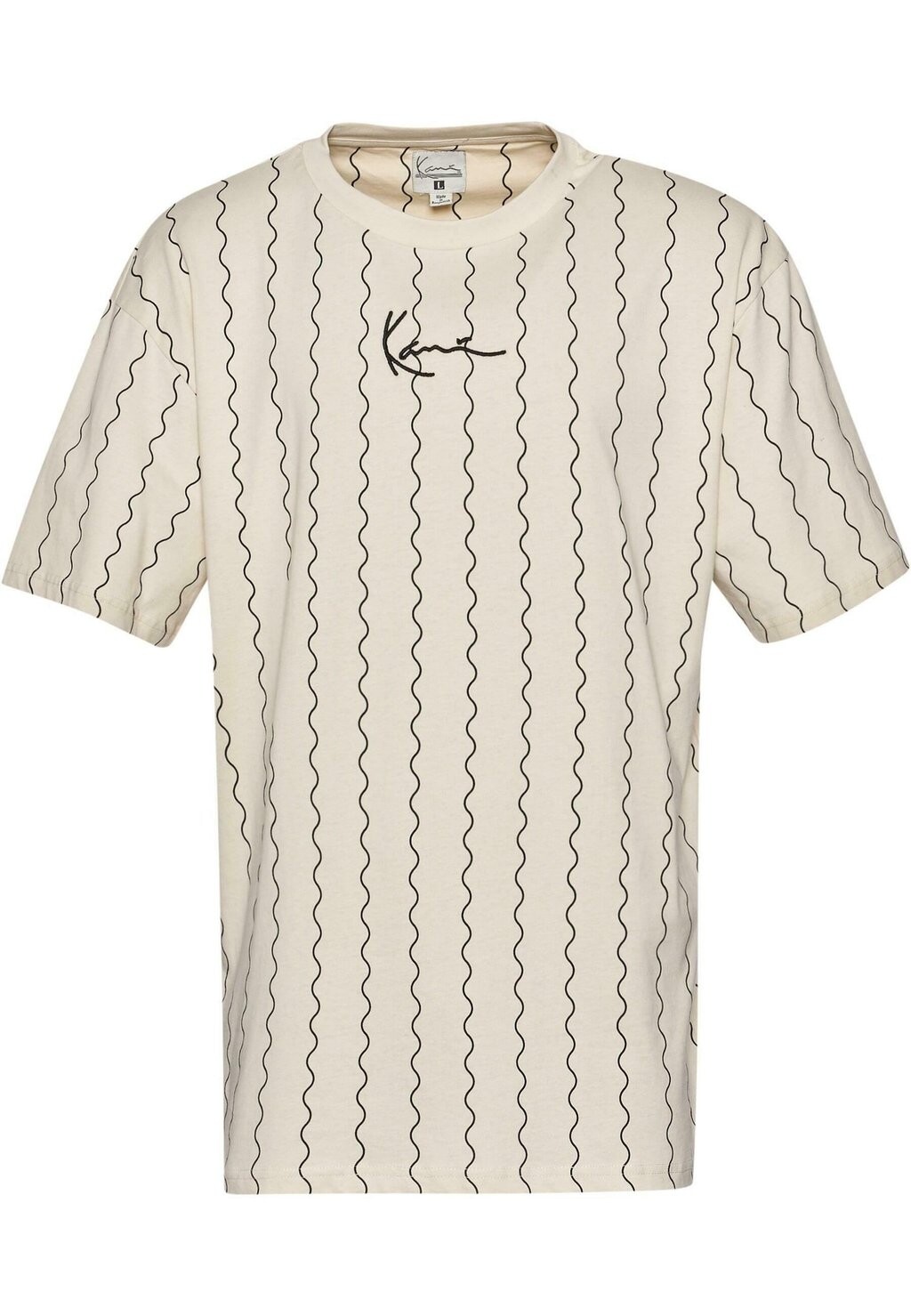 Футболка с принтом SMALL SIGNATURE ZICZAC PINSTRIPE Karl Kani, кремовый черный — фото 4
