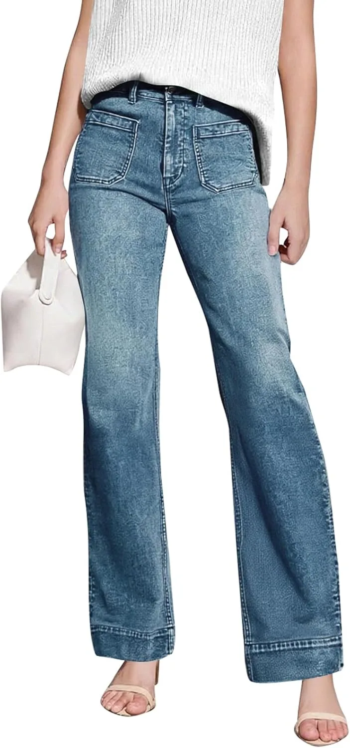 

Женские джинсы bootcut с высокой талией и карманами