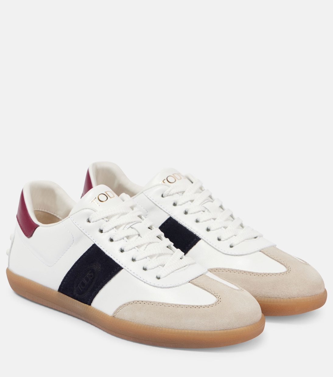 Кроссовки Cassetta из кожи с замшевой отделкой Tod's, Mastice Bianco