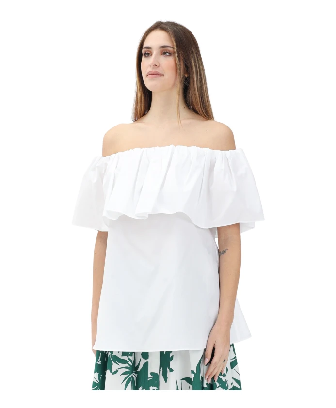 

Белая романтичная блузка с открытыми плечами Max Mara, белый