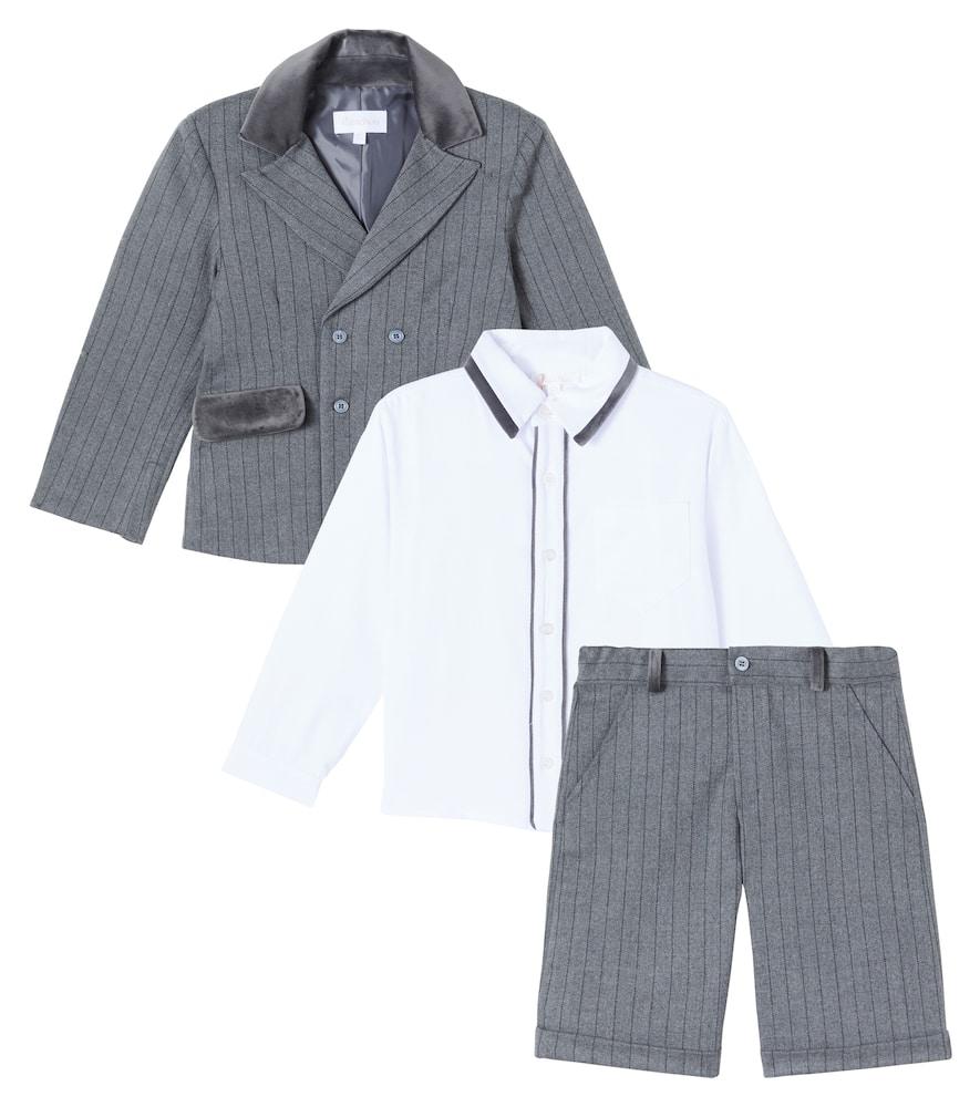 

Хлопковый комплект: блейзер, рубашка и шорты Patachou, Grey Stripes F25-17