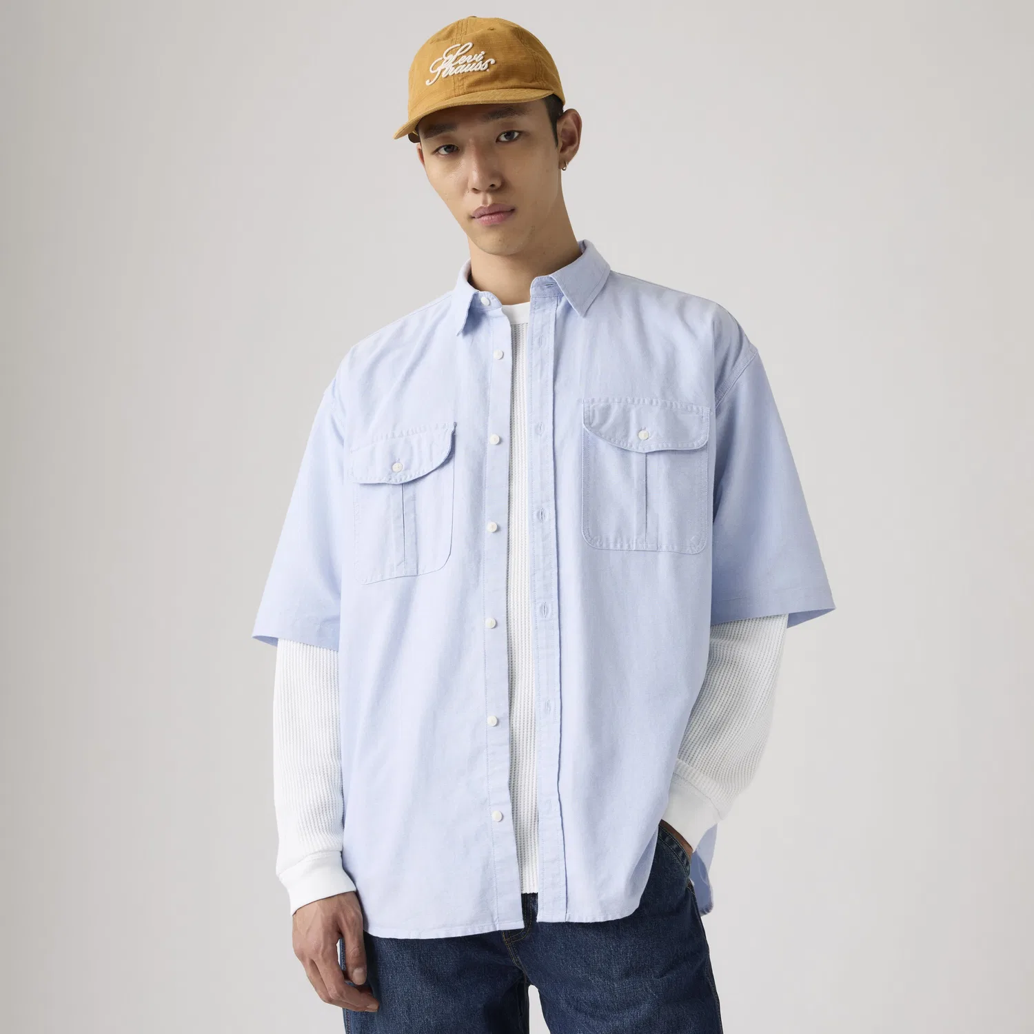 Рубашка Pacifica свободного кроя с коротким рукавом, модель Oxford Levi's, Blue