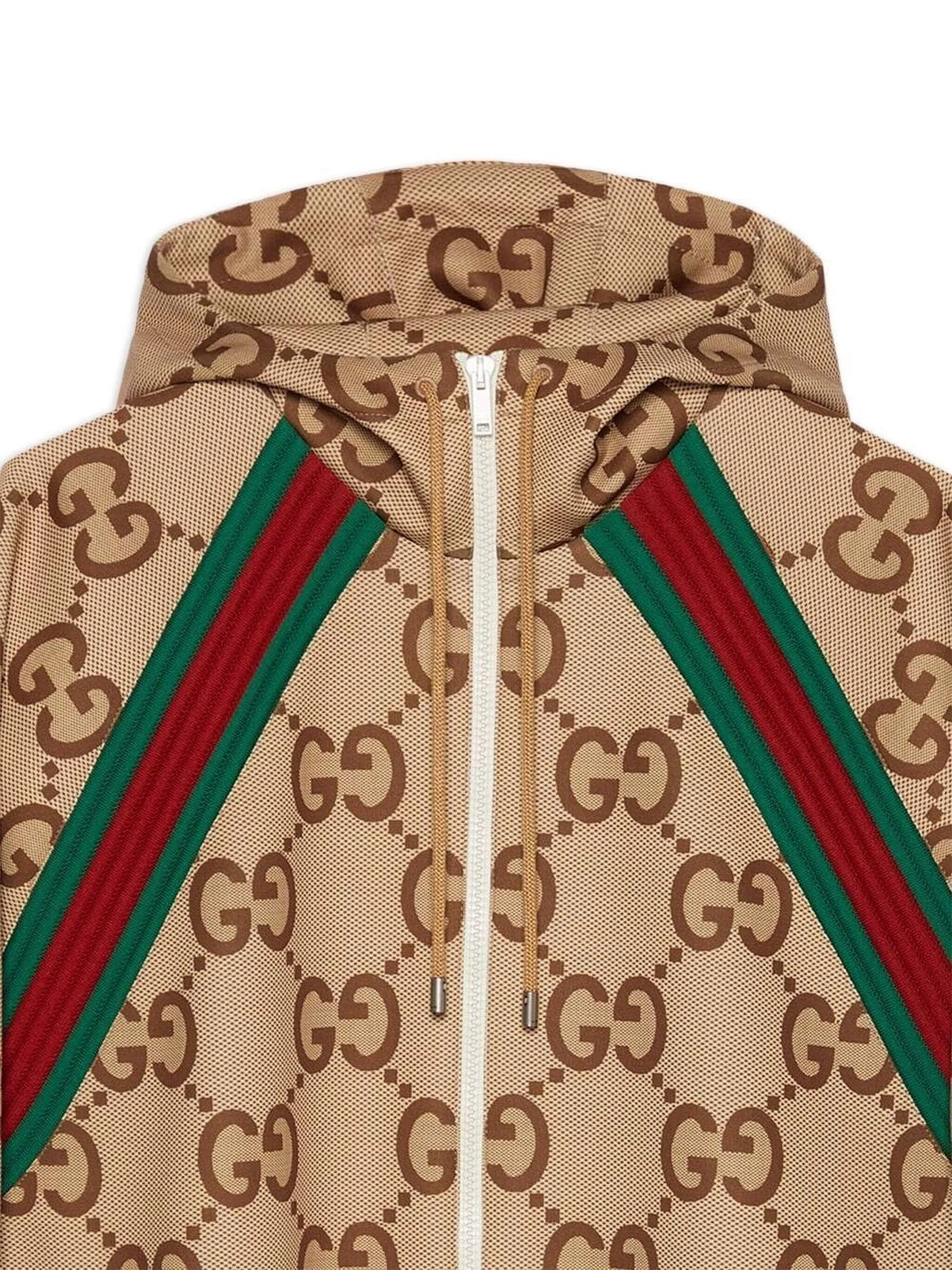 Куртка с капюшоном и узором GG Supreme Gucci, коричневый — фото 3
