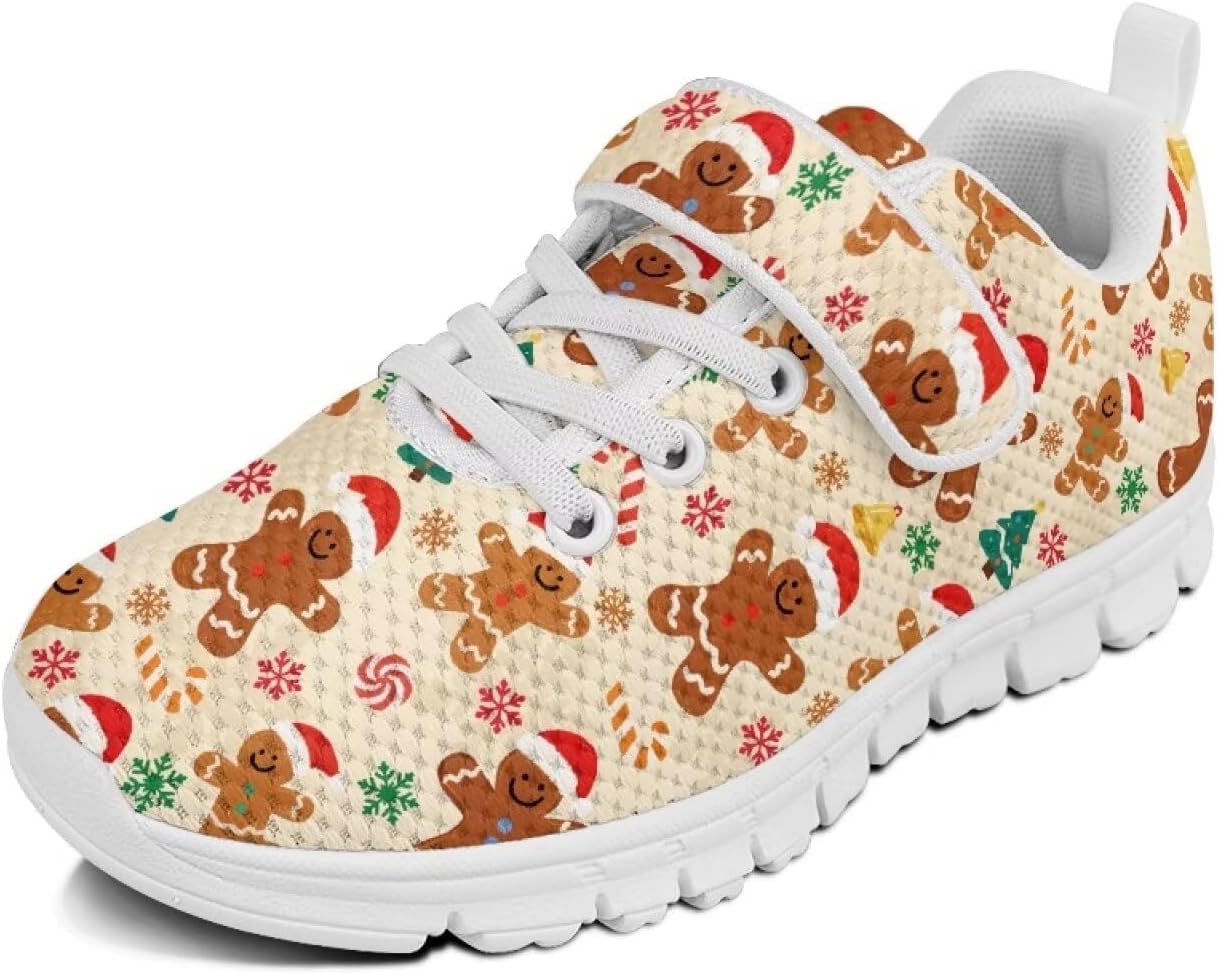 

Повседневные кроссовки для девочек Doojoayie, модные детские кроссовки для бега, удобные детские кроссовки, Christmas Gingerbread Man