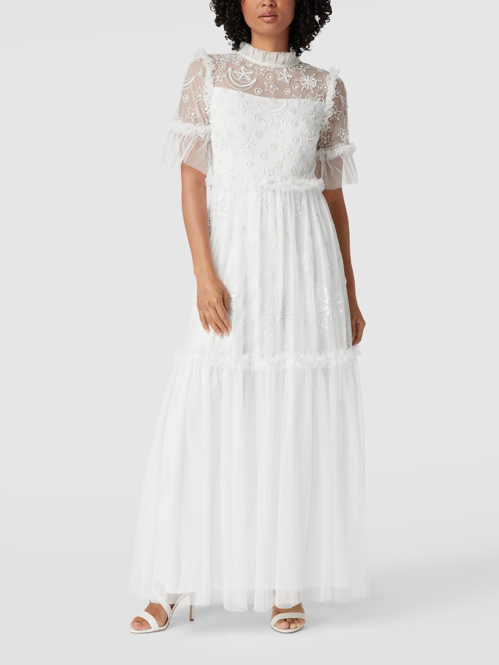 

Вечернее платье из тюля макси-длины LACE & BEADS, кремовый